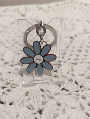Coach Light Blue Daisy Keyring Charm